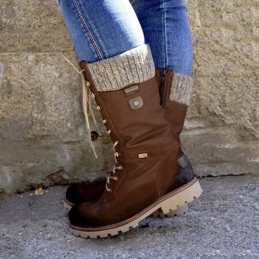 Alina – Gefütterte Damen-Schnürstiefel mit Strickbund