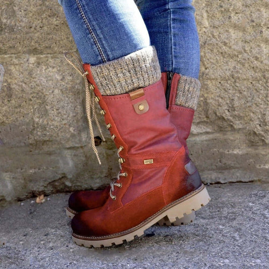 Alina – Gefütterte Damen-Schnürstiefel mit Strickbund