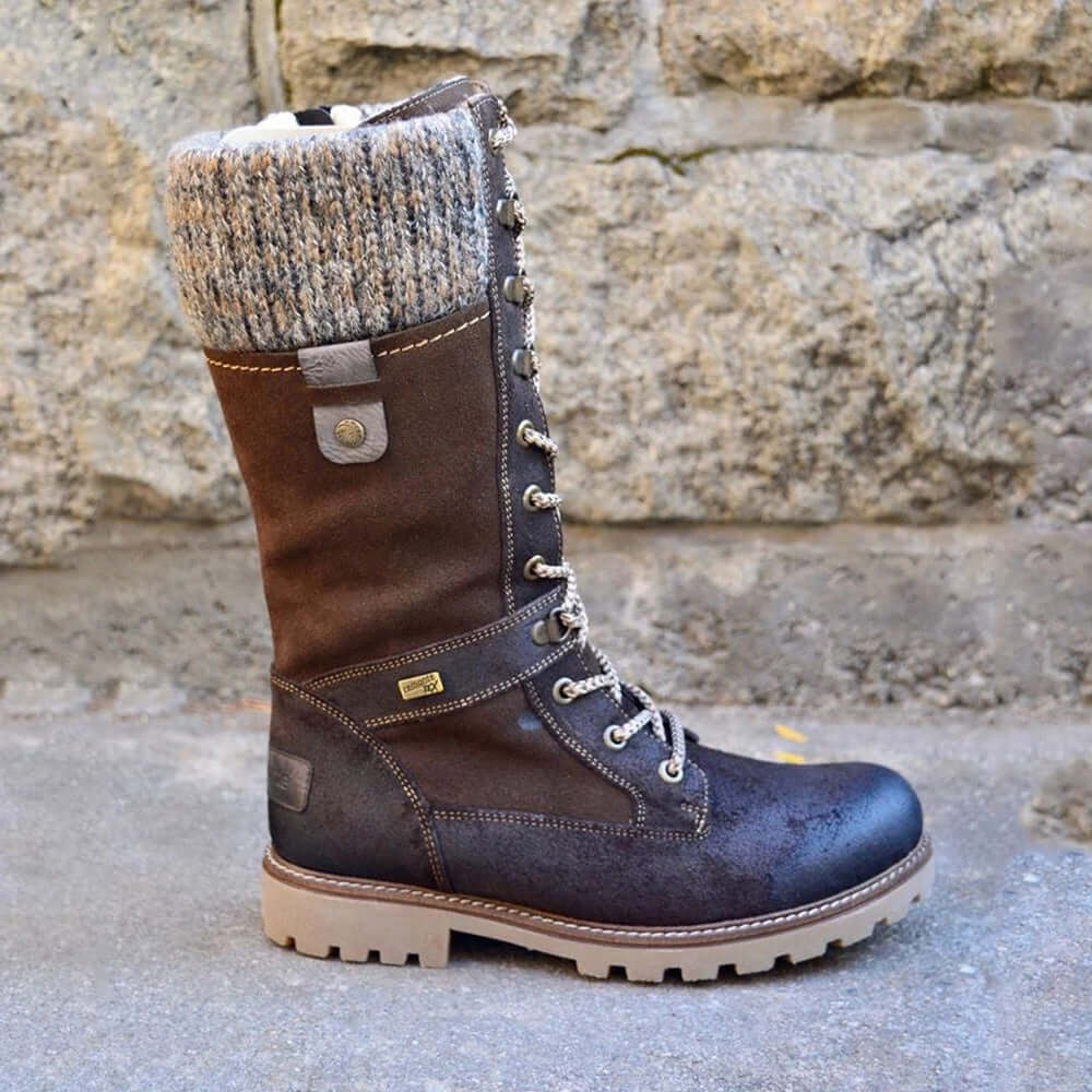 Alina – Gefütterte Damen-Schnürstiefel mit Strickbund