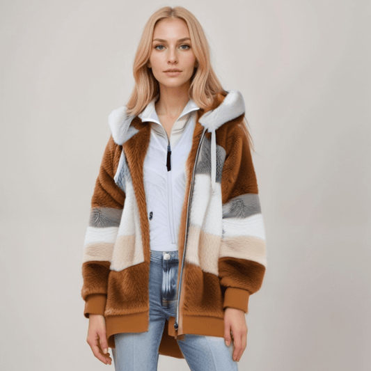 Amira – Damen Kapuzenjacke mit Farbblock-Design und Reißverschluss
