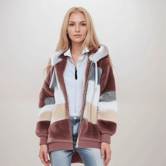 Amira – Damen Kapuzenjacke mit Farbblock-Design und Reißverschluss