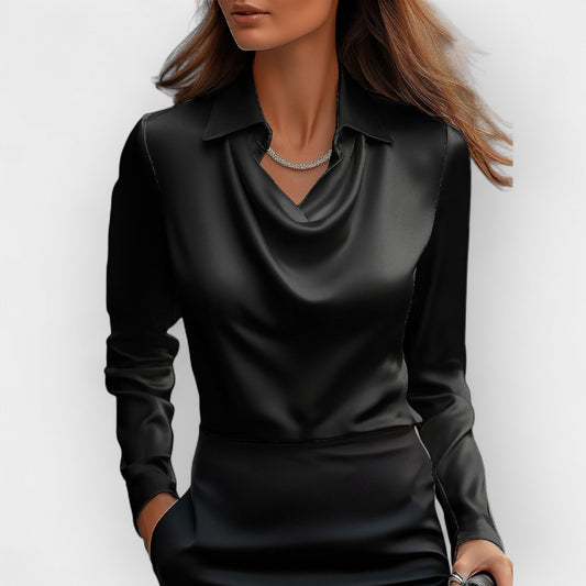 Elena – Satinbluse mit Wasserfallausschnitt Damen