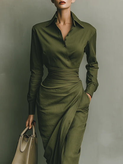 Elena – Tailored Wrap Shirt-Dress for Women