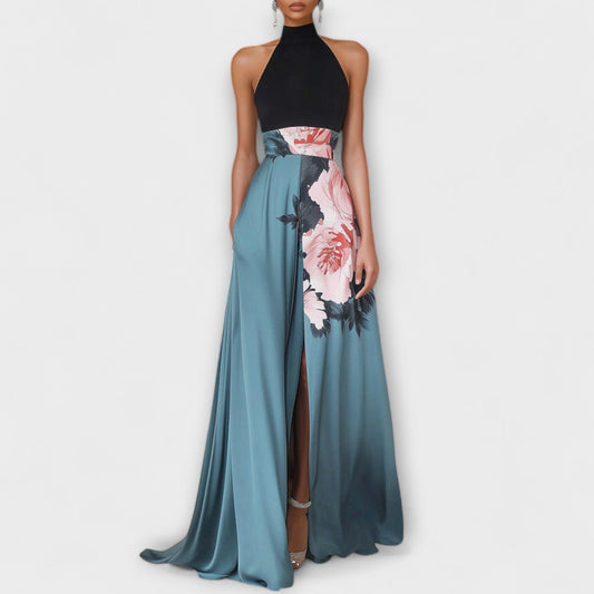 Valentina – Elegantes Blumen-Maxikleid mit Neckholder für Damen