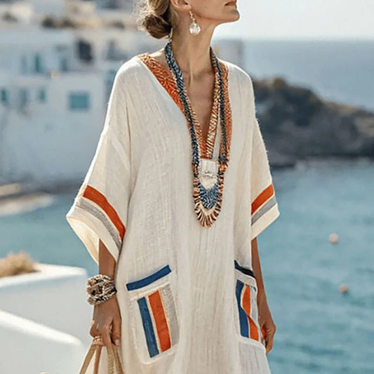 Nina – Luftiges Kaftan-Sommerkleid mit Ethno-Details für Damen