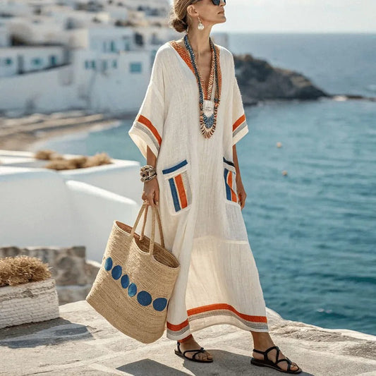 Nina – Luftiges Kaftan-Sommerkleid mit Ethno-Details für Damen
