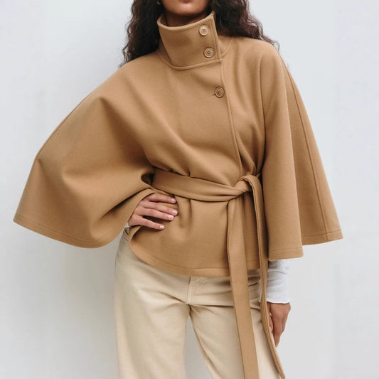 Amira - Damen Cape-Mantel mit Taillengürtel