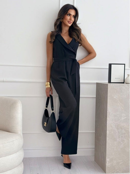 Isla - Ärmelloser rosa Jumpsuit mit Gürtel