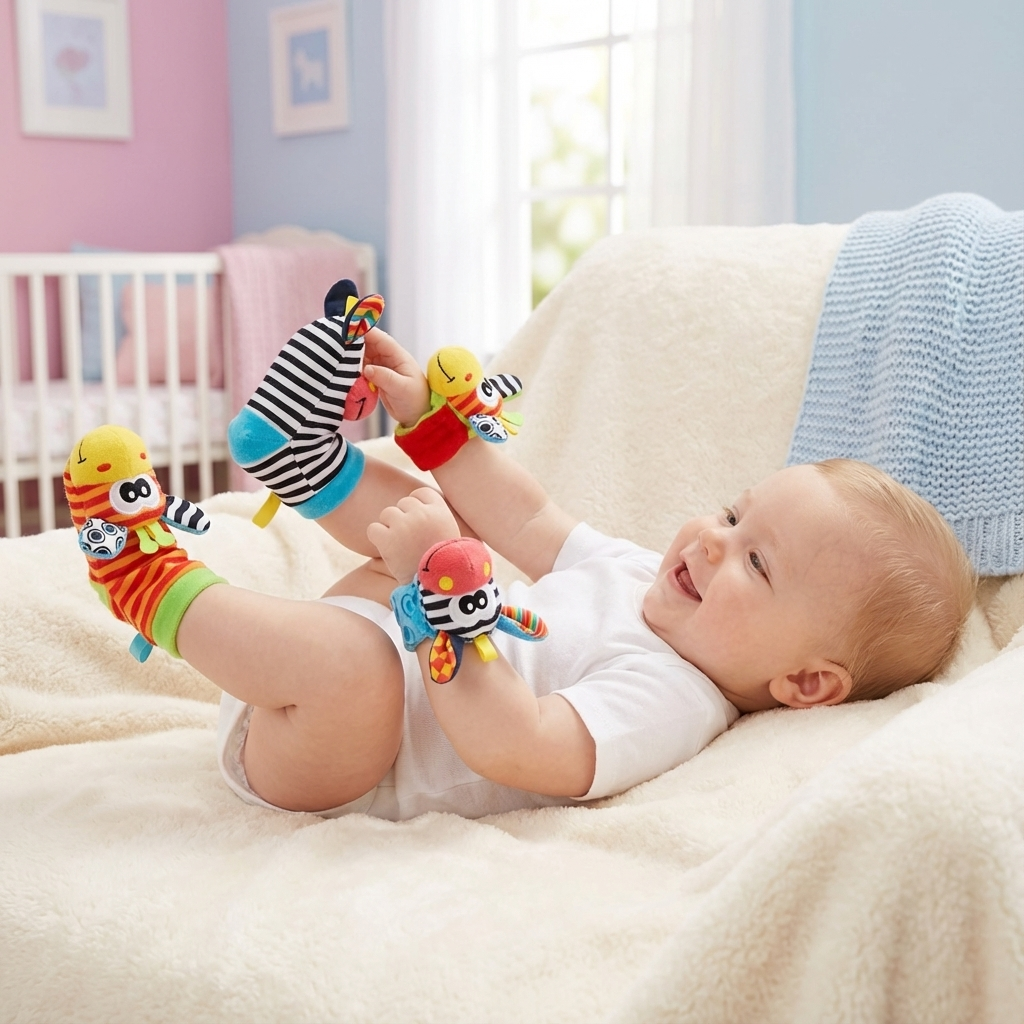 Sensory Baby Plush Socks and Wristbands
