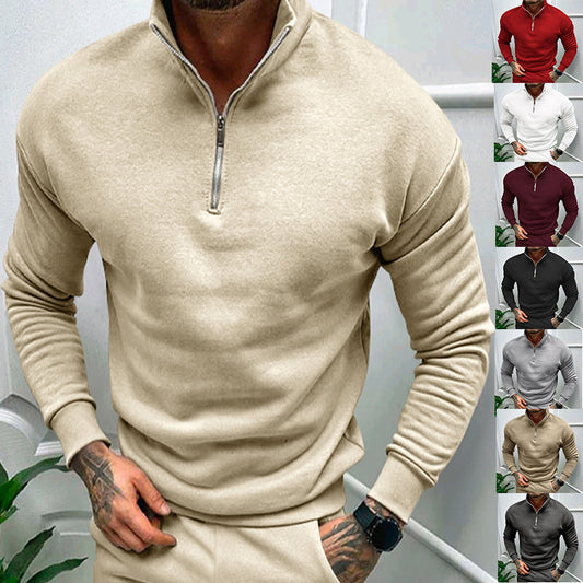 Adrian - Herren Pullover mit Stehkragen und Reißverschluss