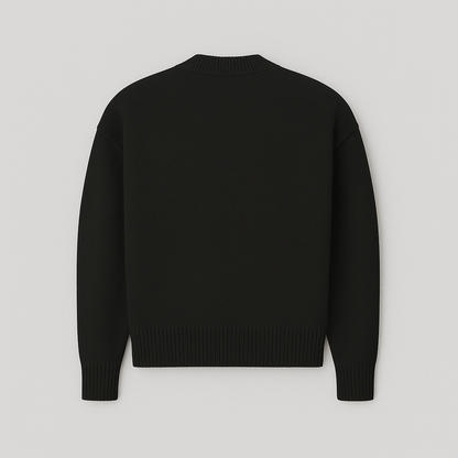 Adriana – Women's knit sweater with heart intarsia and round neckline