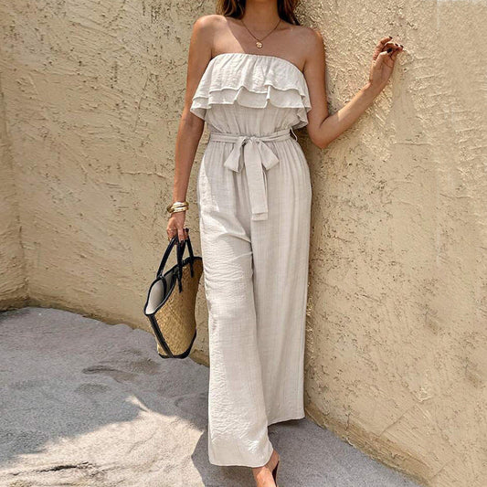 Leonie – Schulterfreier Sommer-Jumpsuit mit Rüschen