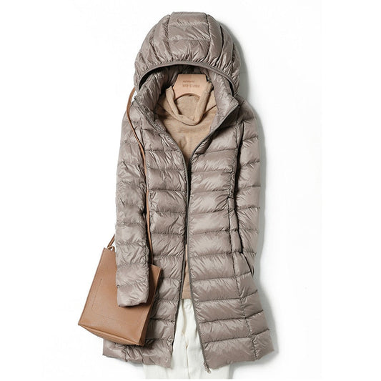 Lina – Damen Steppmantel mit Kapuze und glänzendem Finish