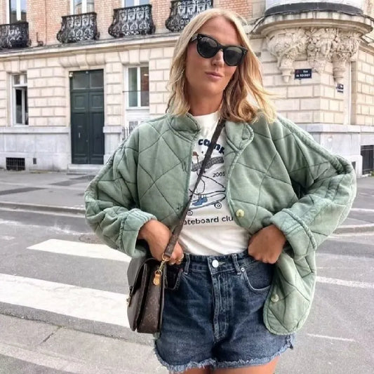 Mara – Gesteppte Baumwolljacke mit Knopfleiste