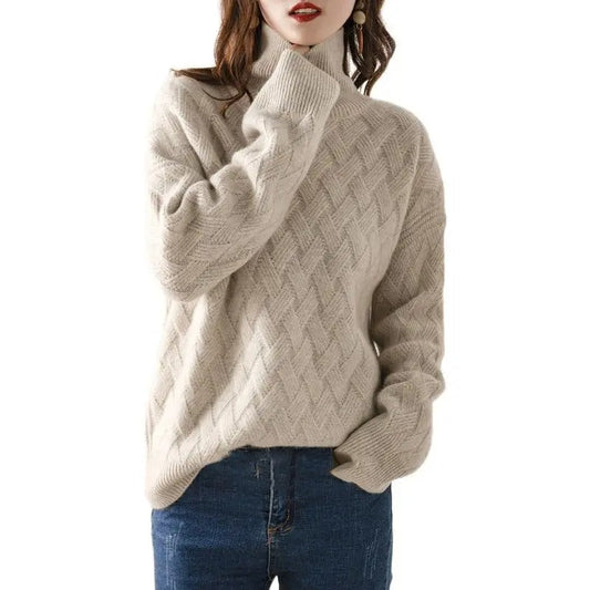 Helena - Damen  kaschmir Strickpullover mit Zopfmuster