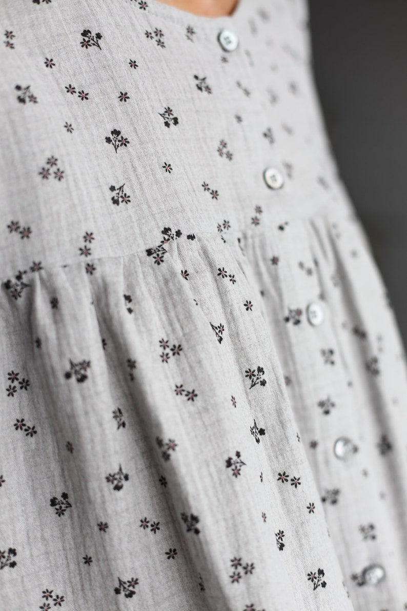 Bluse mit floralen Puffärmeln - weiche Doppelgaze & feminine Form