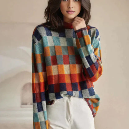 Clara – Kariertes Strickoberteil Damen