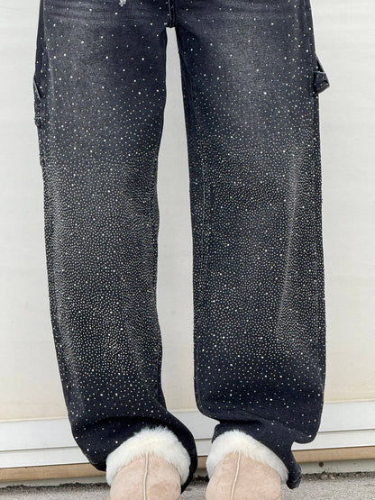Lina - Damen Loose Fit Jeans mit Glitzer-Details