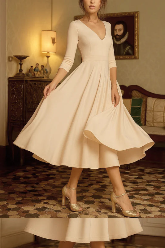 Seraphina - Damen Midikleid mit V-Ausschnitt