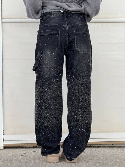 Lina - Damen Loose Fit Jeans mit Glitzer-Details