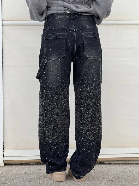 Lina - Damen Loose Fit Jeans mit Glitzer-Details