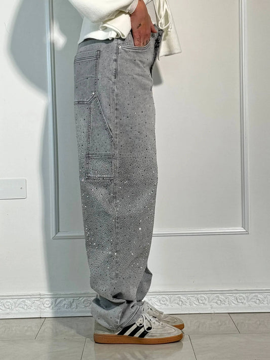 Lina - Damen Loose Fit Jeans mit Glitzer-Details