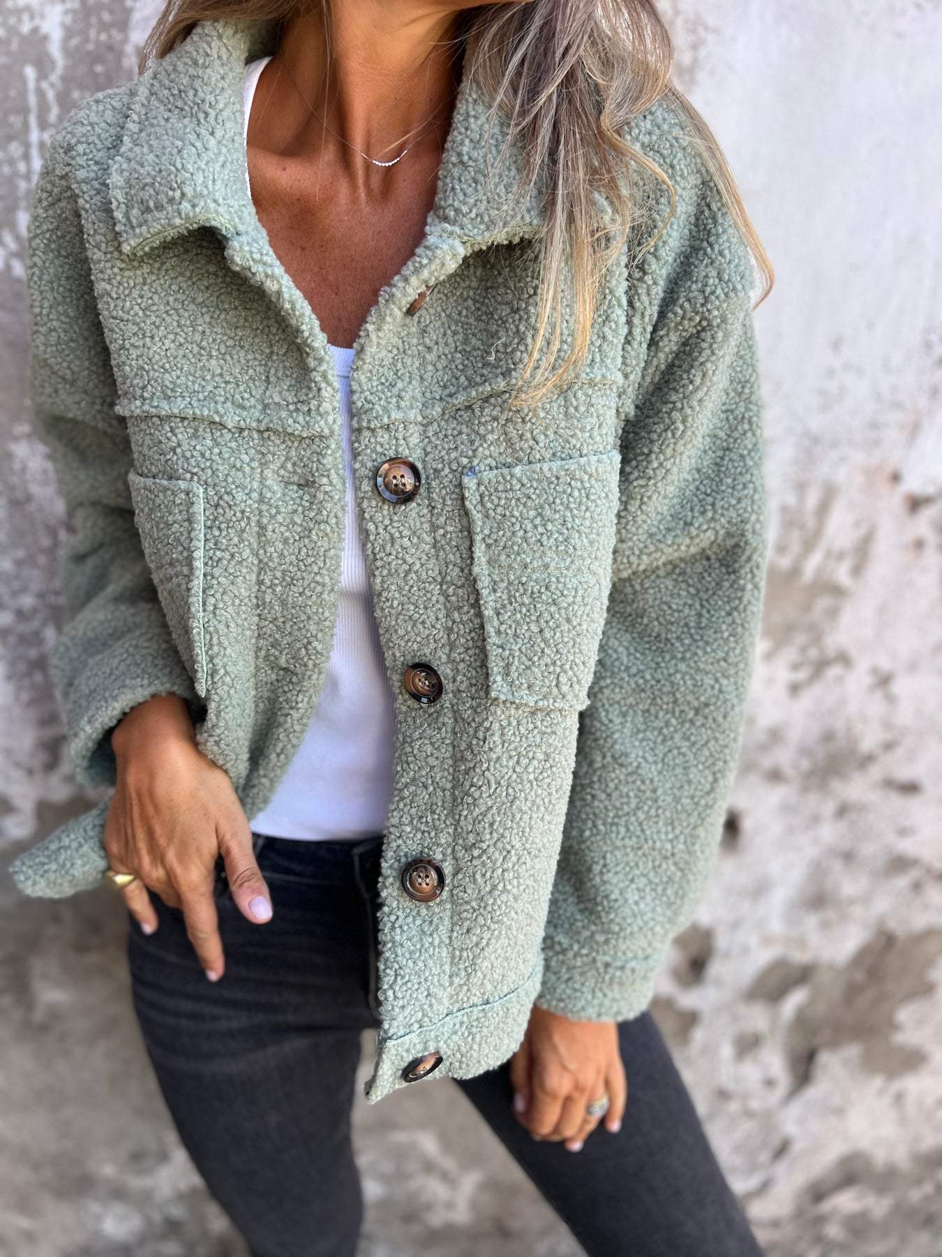 Sofia - Damen Teddyjacke Übergangsjacke