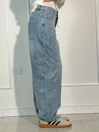 Lina - Damen Loose Fit Jeans mit Glitzer-Details