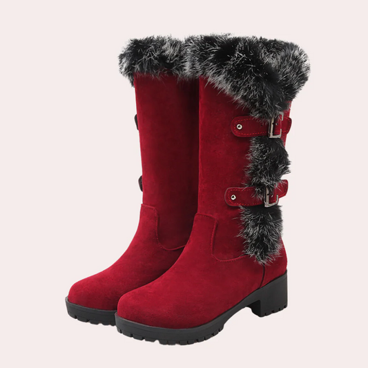 Mila - Damen Winterstiefel mit Kunstfellbesatz und Blockabsatz
