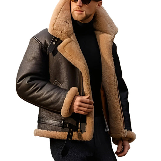 Graves – Aviator Lederjacke mit Fellfutter