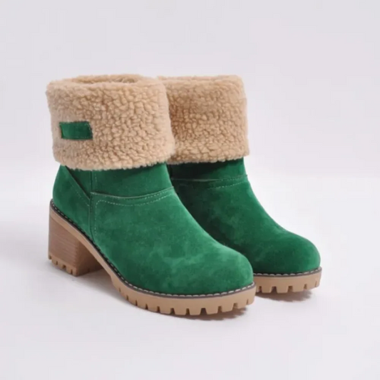 Nora - Damen Winterstiefelette mit Kunstfell und Blockabsatz