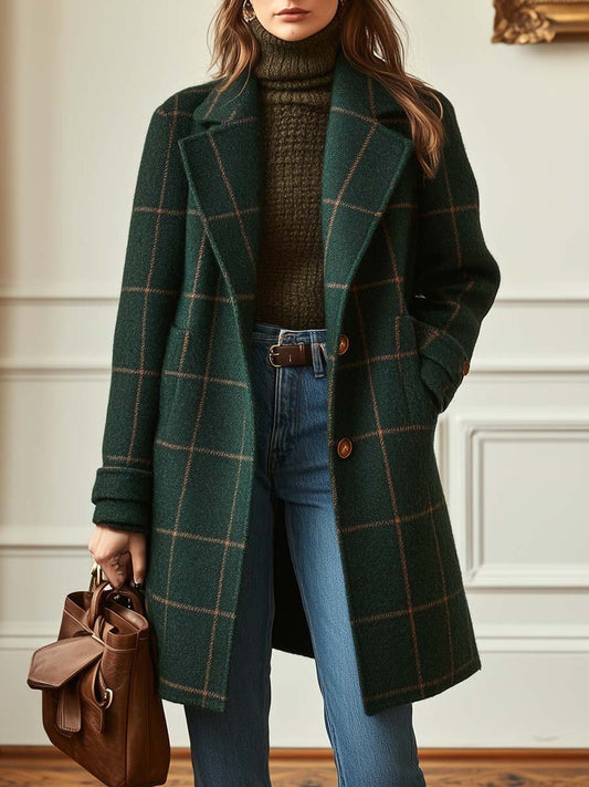 Clara – Kariertes Wollmantel Damen