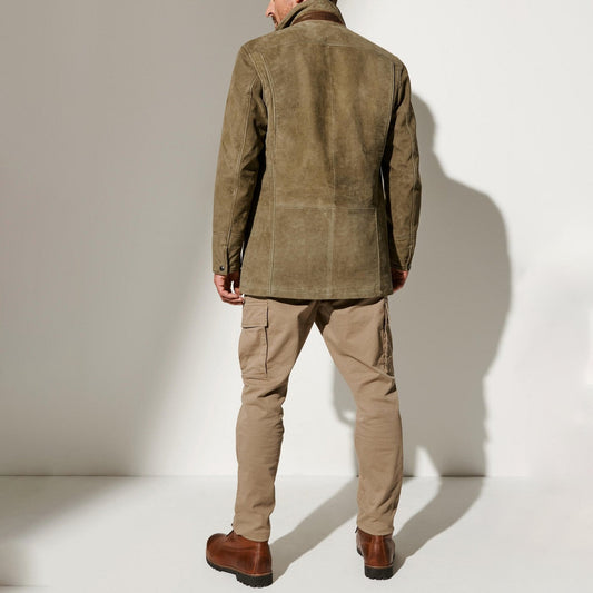 Dominic - Herrenjacke aus Wildleder mit Kontrastdetails