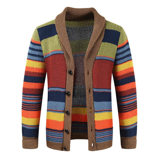 Marlon – Gestreifte Strickjacke mit Knopfleiste Herren