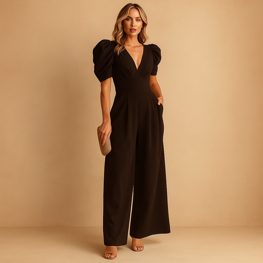 Elena - Damen Jumpsuit mit Puffärmeln tailliert