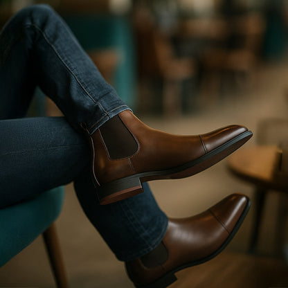 Noah – Elegant Chelsea boots made of smooth leather for men