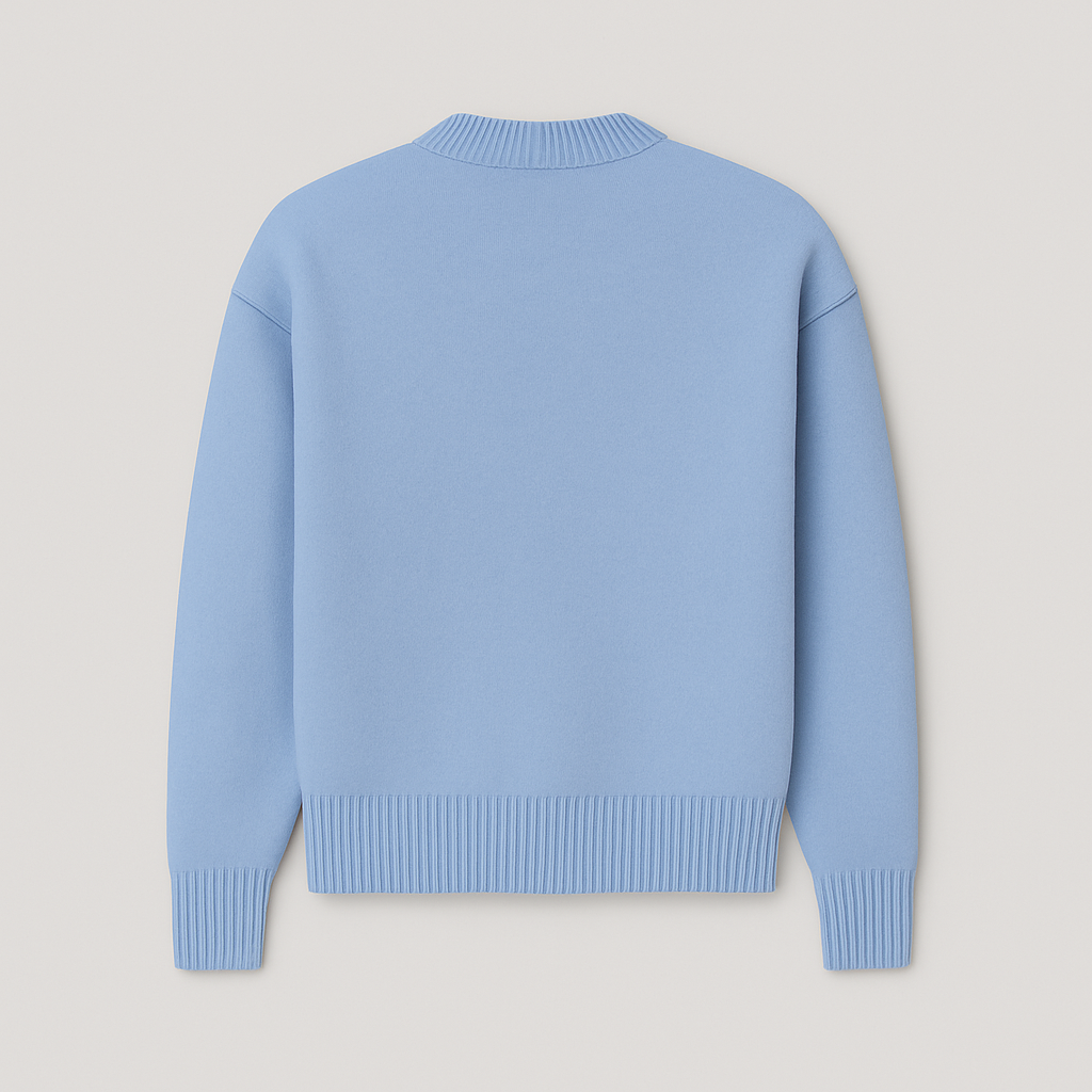 Adriana – Women's knit sweater with heart intarsia and round neckline