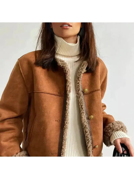 Sophie – Teddyfell-Jacke Damen mit Knopfleiste und Kuschel-Innenfutter