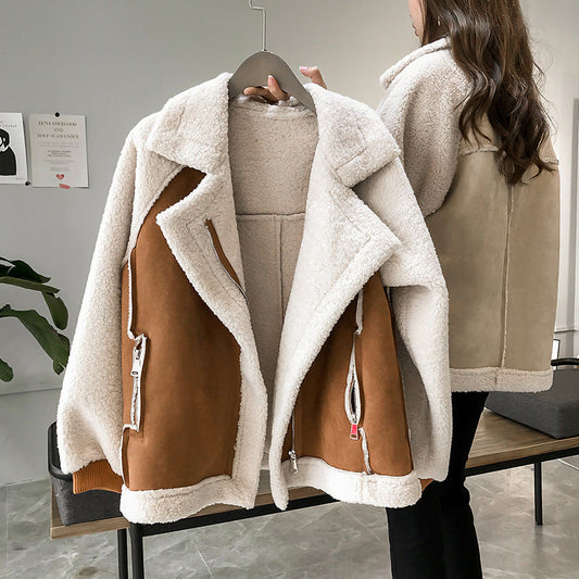 Alina - Damen Teddyjacke mit Umlegekragen