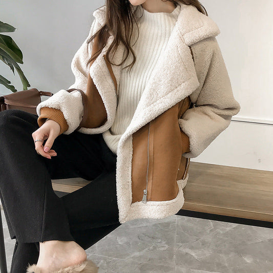 Alina - Damen Teddyjacke mit Umlegekragen