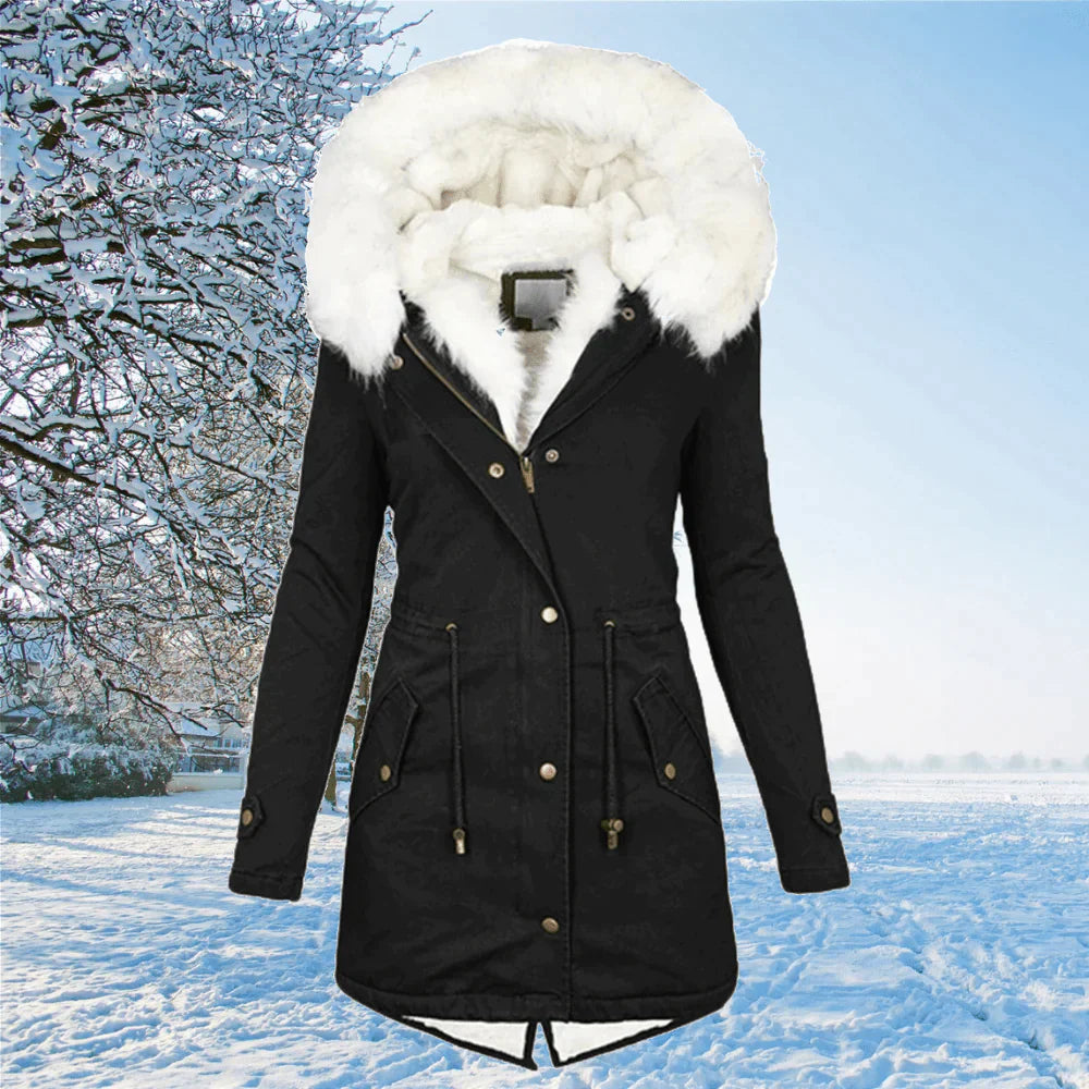 Mara – Winterparka Damen mit Kunstfellkapuze