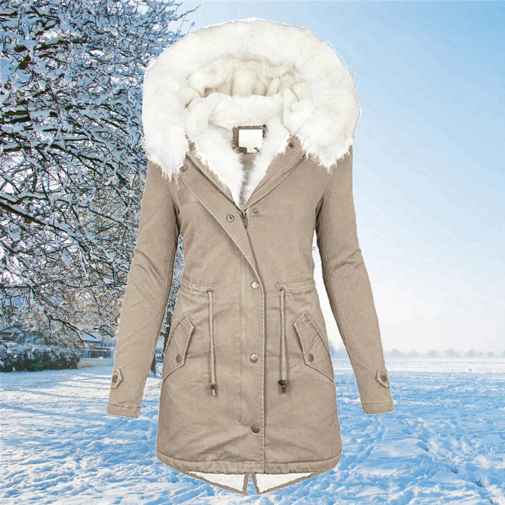 Mara – Winterparka Damen mit Kunstfellkapuze