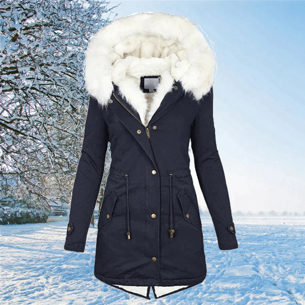Mara – Winterparka Damen mit Kunstfellkapuze