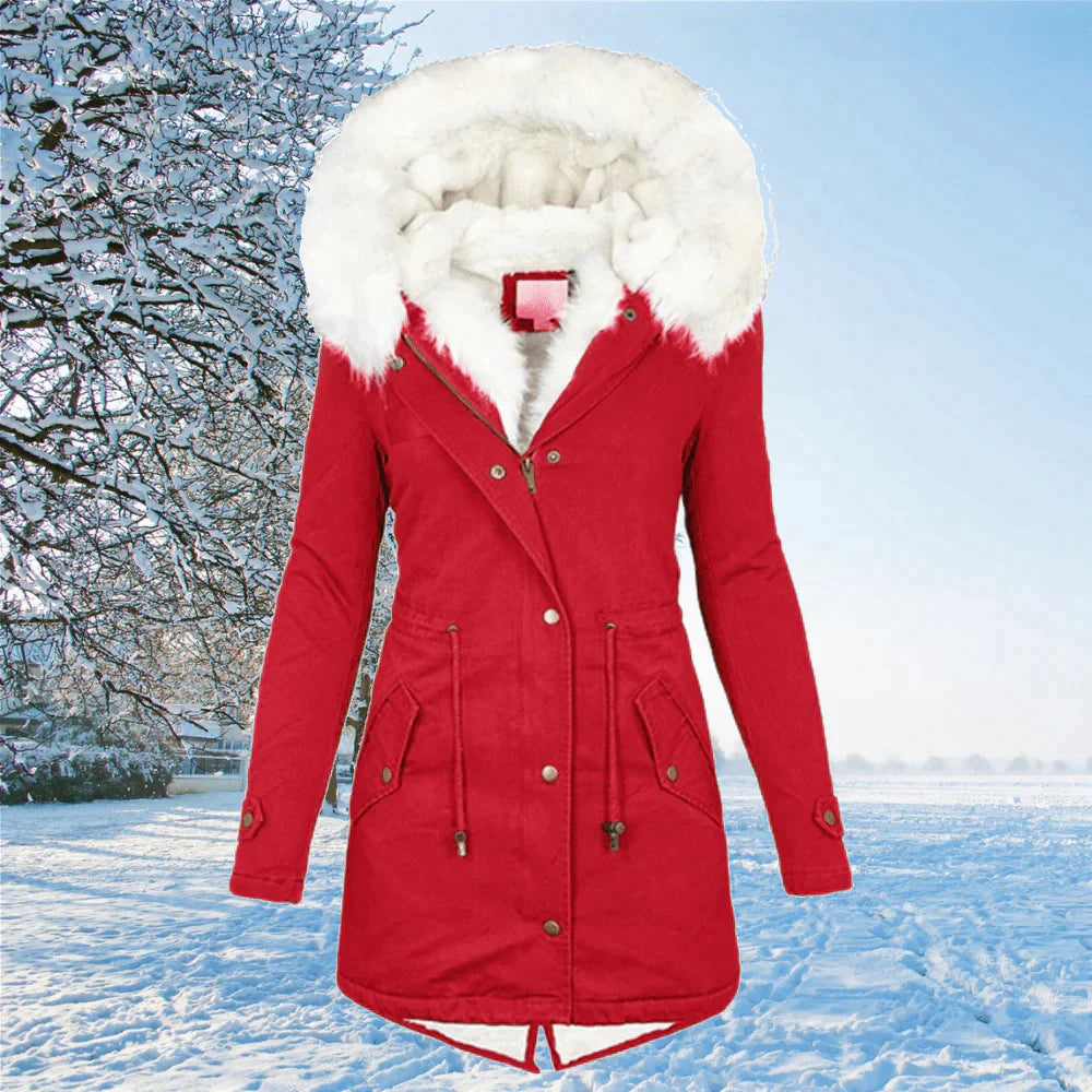 Mara – Winterparka Damen mit Kunstfellkapuze