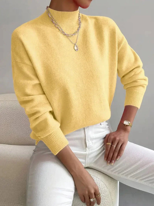 Clara - Damen Strickpullover mit Stehkragen