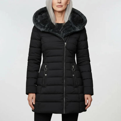 Lydia – Plush-Lined Asymmetrical Winter Puffer Coat for Women