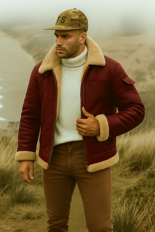 Leon – Herren Lammfelljacke mit Shearling-Kragen