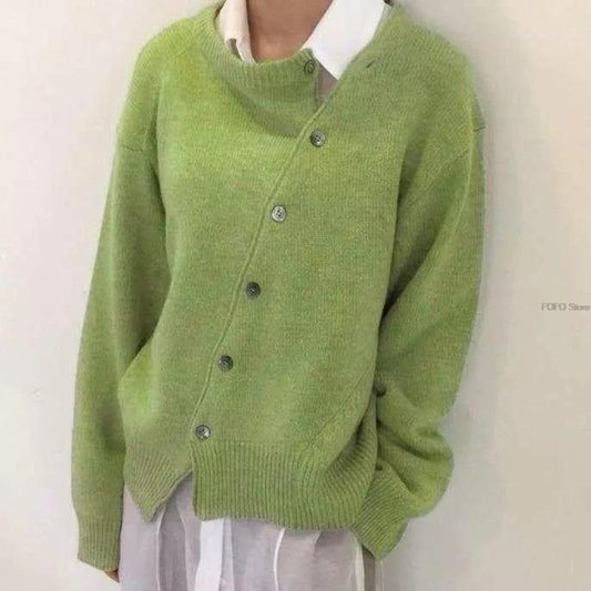 Isabella - Asymmetrischer Damen Cardigan mit Knopfleiste