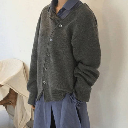 Isabella - Asymmetrischer Damen Cardigan mit Knopfleiste